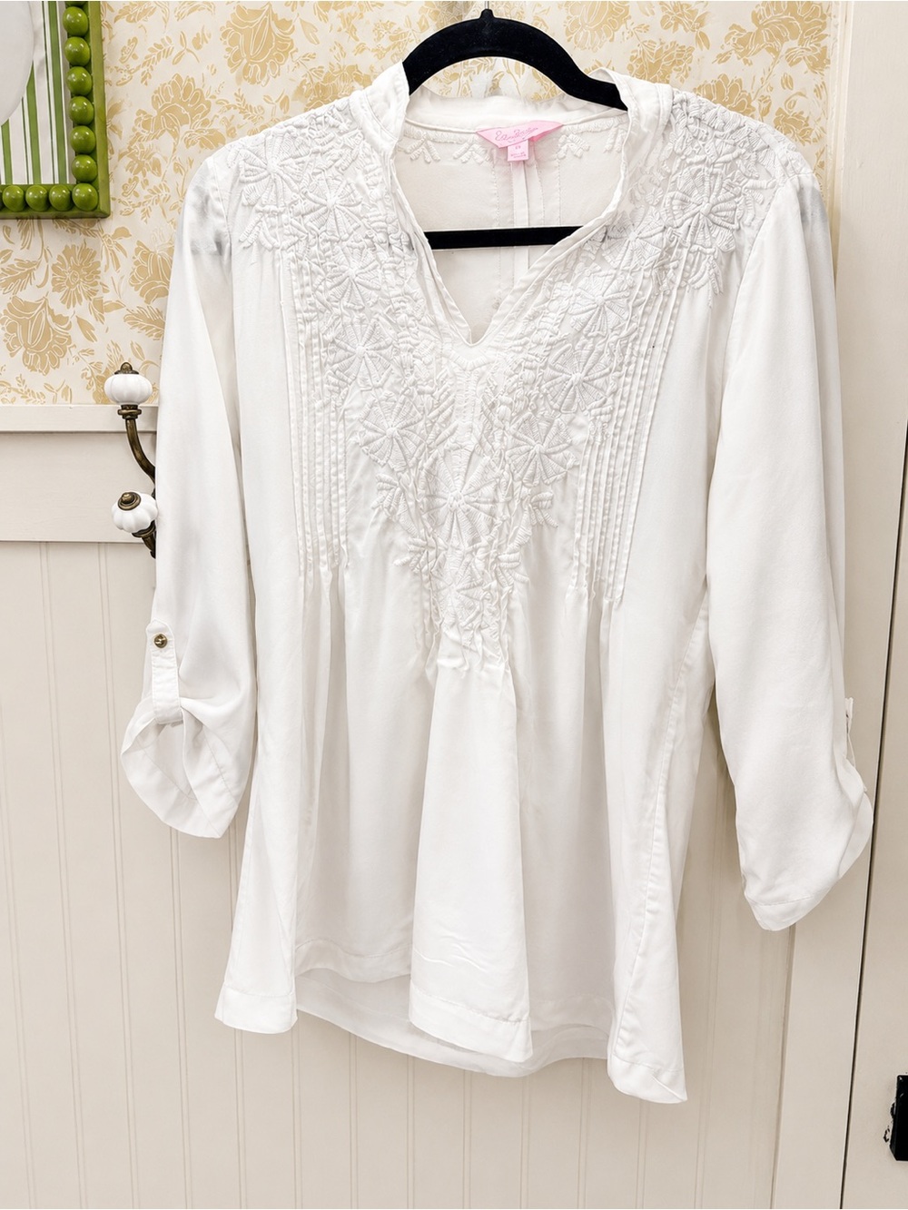 Lilly Pulitzer White Embroidered V-Neck Tunic